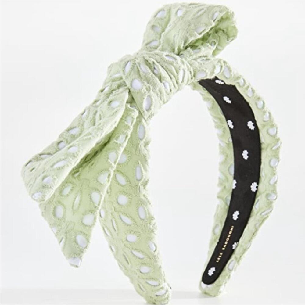 LELE SADOUGHI Sage Eyelet Holly Bow Headband
